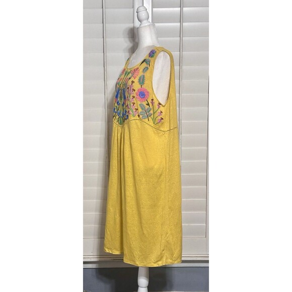 Sundance Size XL Sintra Dreams Embroidered Floral Linen Chemise Dress Boho - Picture 4 of 9
